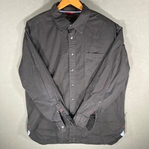 Tommy Hilfiger Shirt Mens XXL Black Stretch Button Down Casual Flawed